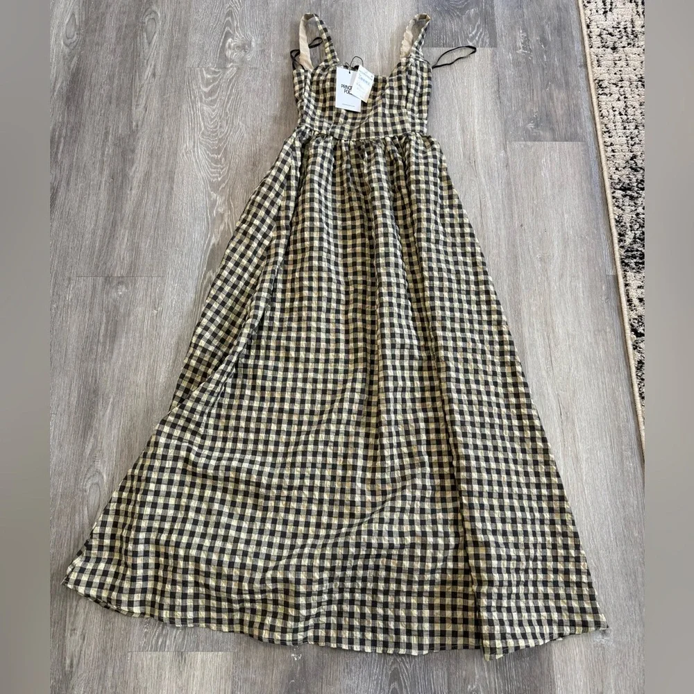 Princess Polly Plaid Black and Cream Maxi Dress - Picture 3 of 7